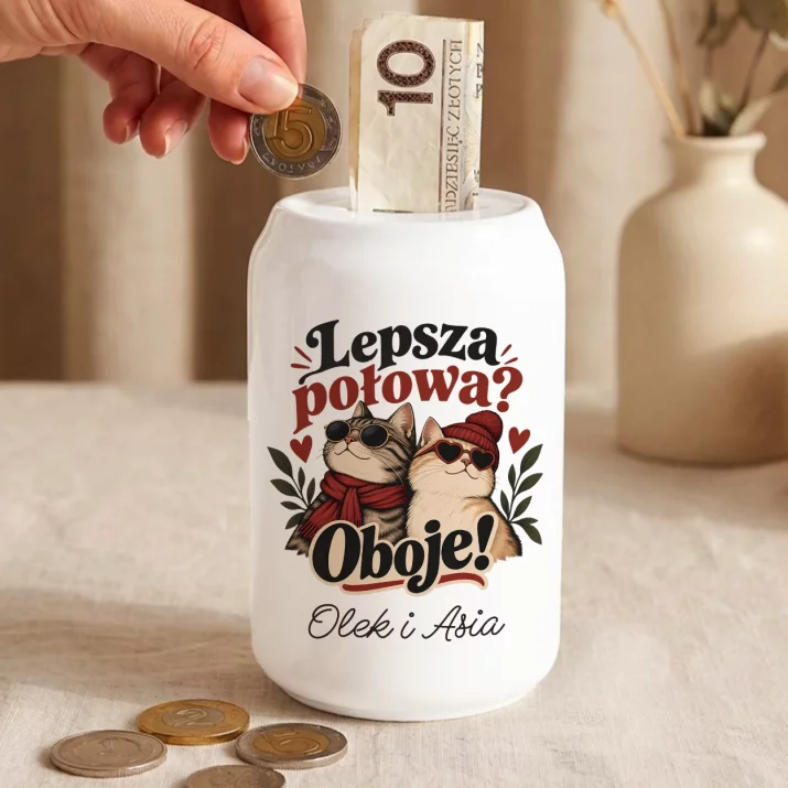 Skarbonka Na Święta Prezent Dla Pary: Lepsza Połowa? Oboje Skarbonka Na Święta Prezent Dla Pary: Lepsza Połowa? Oboje