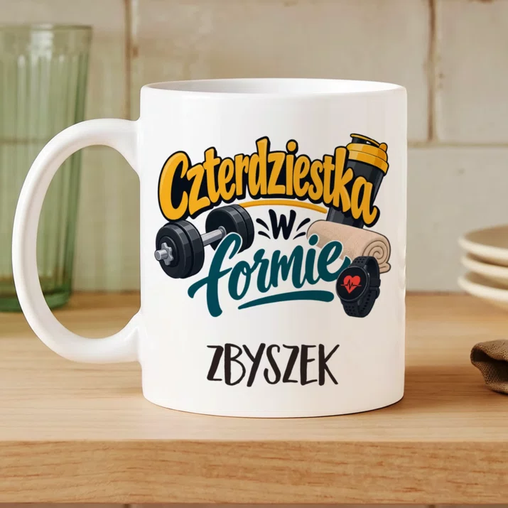 Kubek Personalizowany Na 40 Urodziny Prezent Dla 40 Latka Mężczyzny: Czterdziestka W Formie Kubek Personalizowany Na 40 Urodziny Prezent Dla 40 Latka Mężczyzny: Czterdziestka W Formie