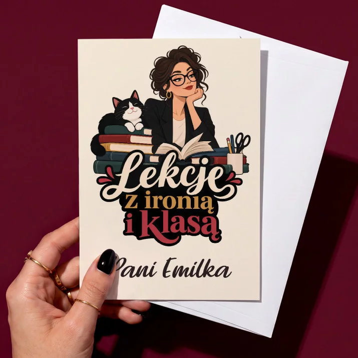 Kartka Personalizowana Na Dzień Nauczyciela Prezent Dla Nauczyciela Kobiety: Lekcje Z Ironią I Klasą Kartka Personalizowana Na Dzień Nauczyciela Prezent Dla Nauczyciela Kobiety: Lekcje Z Ironią I Klasą