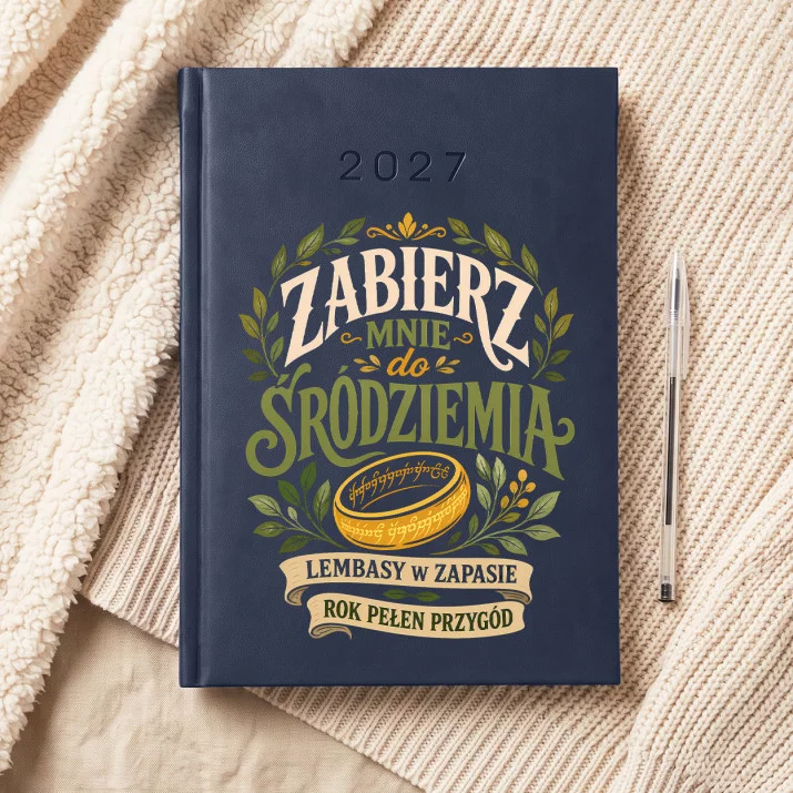 Kalendarz Książkowy A5 2027 Dla Fana Władcy Pierścieni Prezent Dla Mężczyzny: Śródziemne Żarty