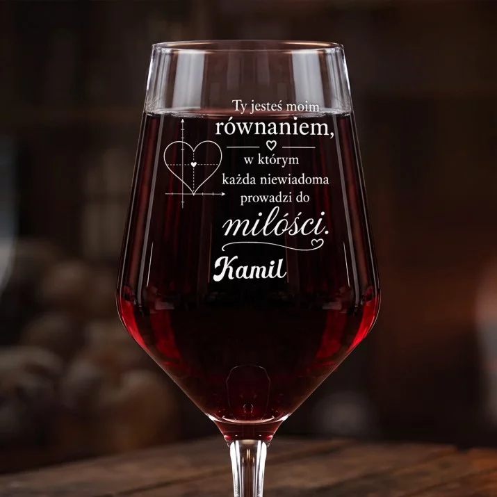 Mega Kieliszek Do Wina z Grawerem Dla Matematyka Prezent Dla Mężczyzny: Równanie Miłości Mega Kieliszek Do Wina z Grawerem Dla Matematyka Prezent Dla Mężczyzny: Równanie Miłości