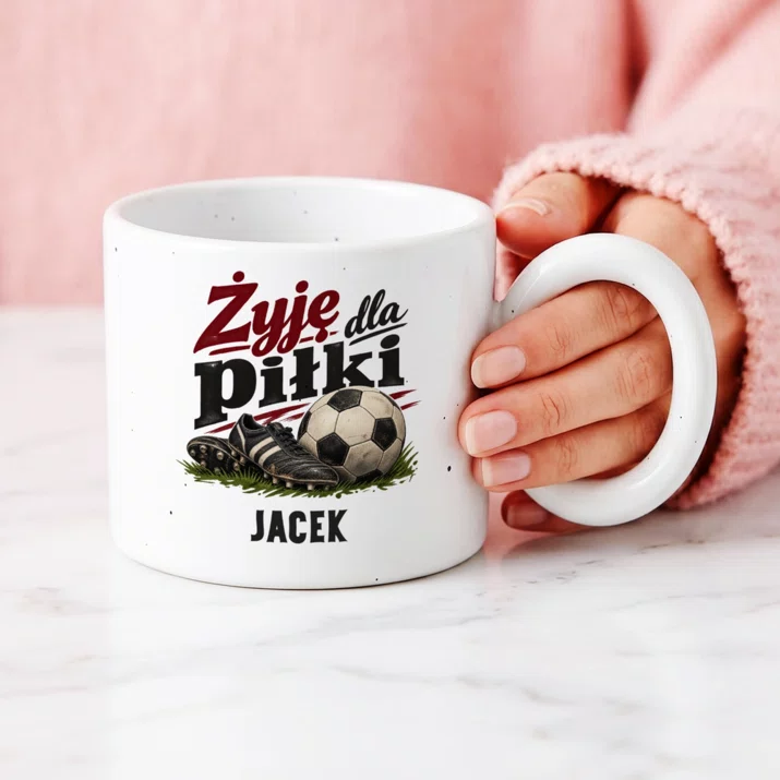 Kubek Premium Dla Fana Piłki Nożnej Prezent Dla Mężczyzny: Żyję Dla Piłki