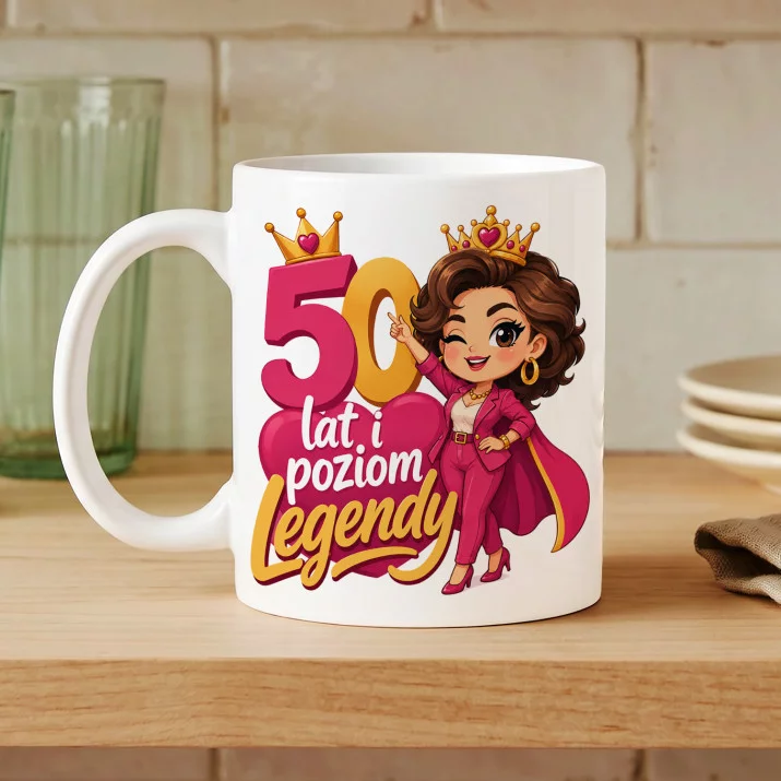 Kubek Z Nadrukiem Dla 50 Latki Prezent Na 50 Urodziny Dla Kobiety: Poziom Legendy Kubek Z Nadrukiem Dla 50 Latki Prezent Na 50 Urodziny Dla Kobiety: Poziom Legendy