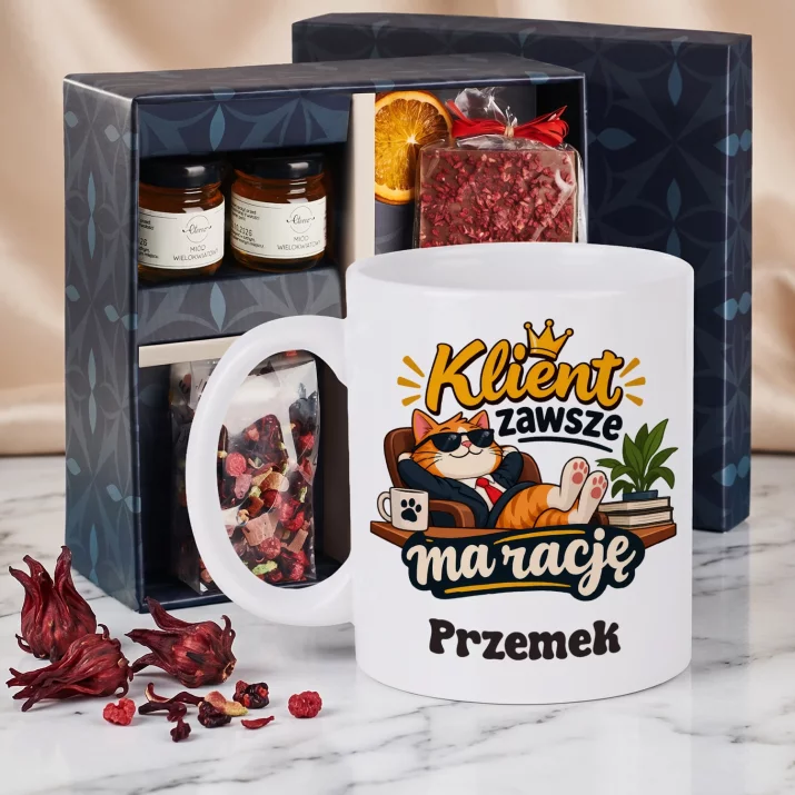 Zestaw Prezentowy z Kubkiem Dla Klienta Dla Mężczyzny: Klient Zawsze Ma Rację