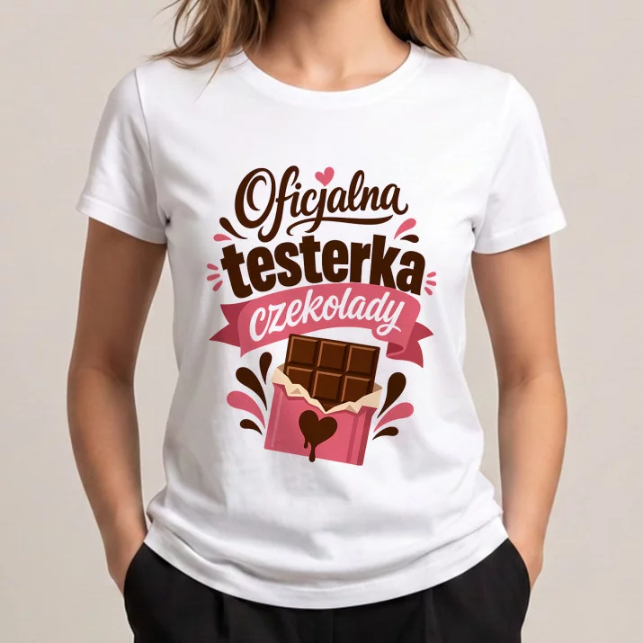 Koszulka Damska Biała Na Wielkanoc Prezent Dla Kobiety: Czekoladowy Humor