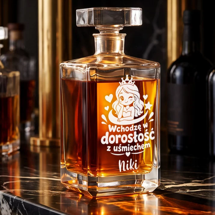 Karafka Do Whisky z Grawerem Na 18 Urodziny Prezent Dla Kobiety: Wchodzę W Dorosłość Z