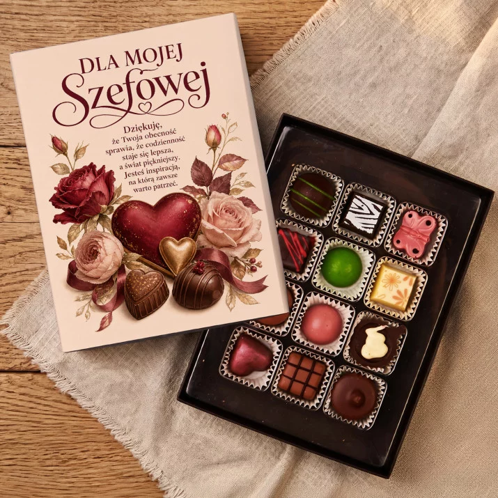 Czekoladki Dla Szefowej Prezent Dla Kobiety: Elegancka Obwoluta Czekoladki Dla Szefowej Prezent Dla Kobiety: Elegancka Obwoluta