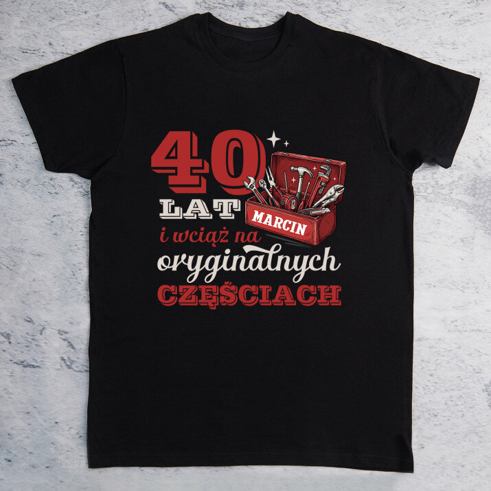 40 lat na oryginalnych częściach - Czarna koszulka męska