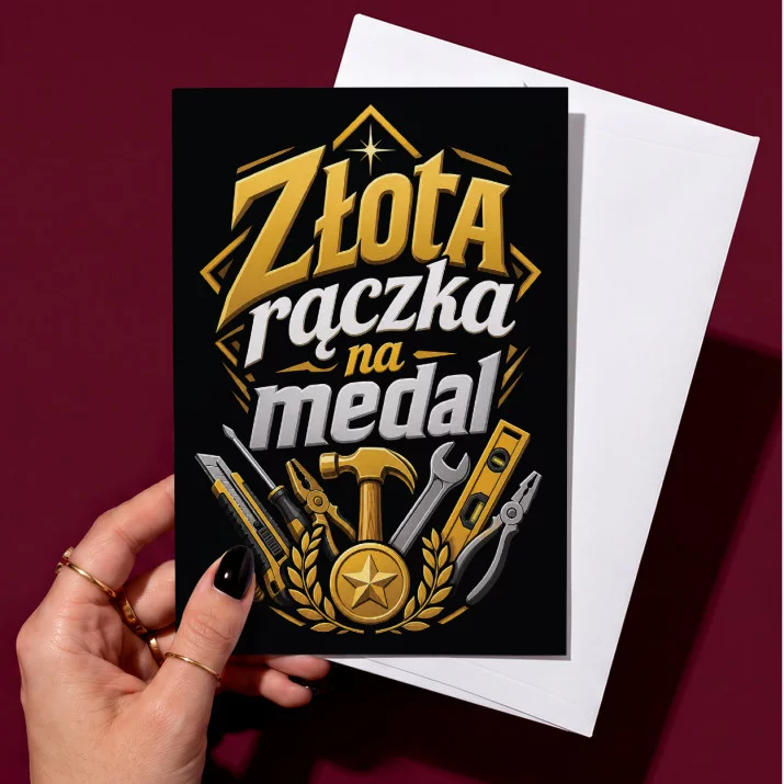 Kartka z Życzeniami Dla Złotej Rączki Dla Mężczyzny: Elegancja Majsterkowicza Kartka z Życzeniami Dla Złotej Rączki Dla Mężczyzny: Elegancja Majsterkowicza