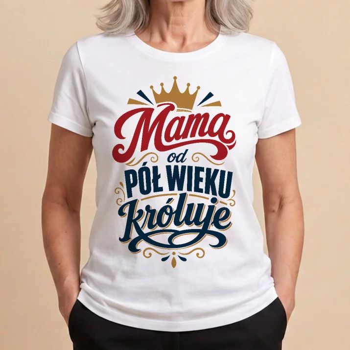 Koszulka Damska Biała Na 50 Rocznicę Ślubu Rodziców Prezent Dla Kobiety: Złota Typografia