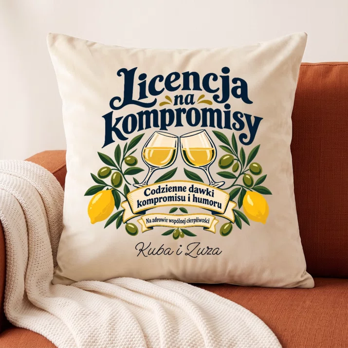 Poduszka Dekoracyjna Na Ślub Prezent Dla Pary Młodej Pary: Licencja Na Kompromisy