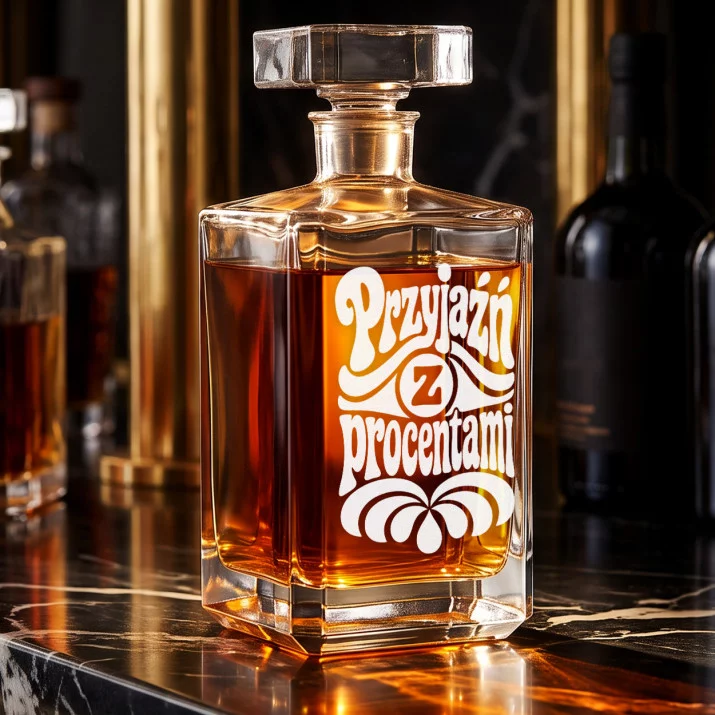 Karafka Do Whisky z Grawerem Dla Przyjaciela Prezent: Przyjaźń Z Procentami Karafka Do Whisky z Grawerem Dla Przyjaciela Prezent: Przyjaźń Z Procentami