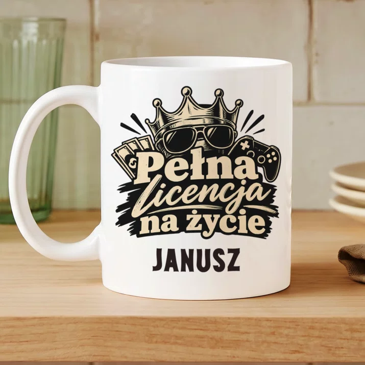 Kubek Personalizowany Na 18 Urodziny Prezent Dla Mężczyzny: Pełna Licencja Na Życie Kubek Personalizowany Na 18 Urodziny Prezent Dla Mężczyzny: Pełna Licencja Na Życie