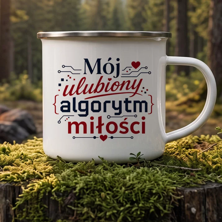 Kubek Emaliowany Dla Informatyka Prezent Dla Mężczyzny: Romantyczny Kod Miłości Kubek Emaliowany Dla Informatyka Prezent Dla Mężczyzny: Romantyczny Kod Miłości