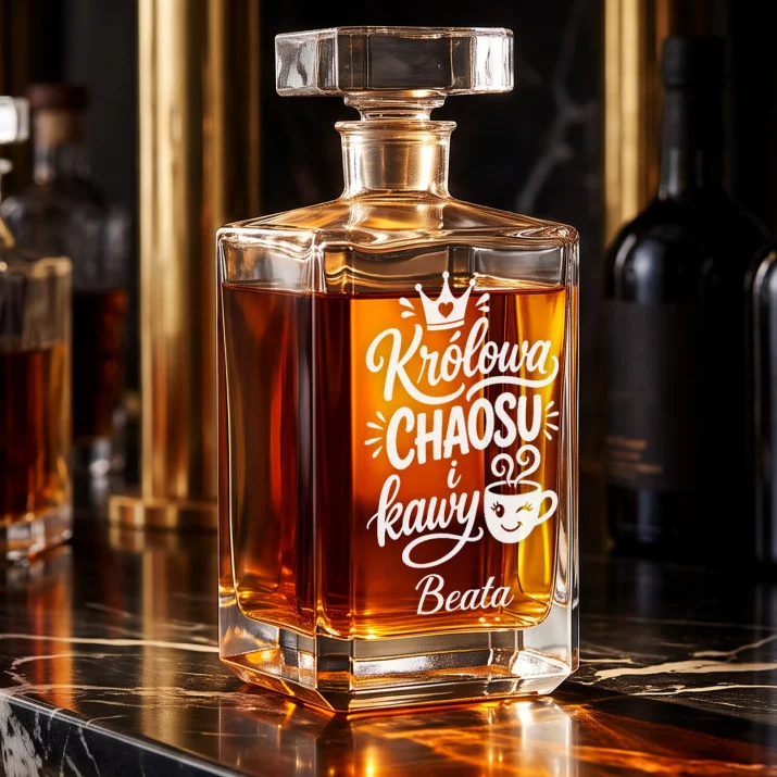 Karafka Do Whisky z Grawerem Na Święta Prezent Dla Kobiety: Królowa Chaosu I Kawy