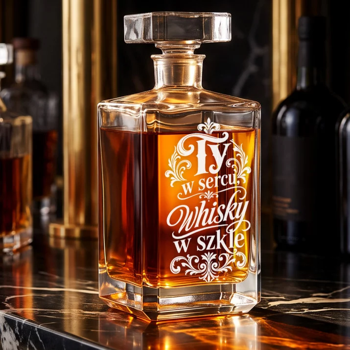 Karafka Do Whisky z Grawerem Na Walentynki Prezent Na Rocznicę: Ty W Sercu, Whisky W Szkle