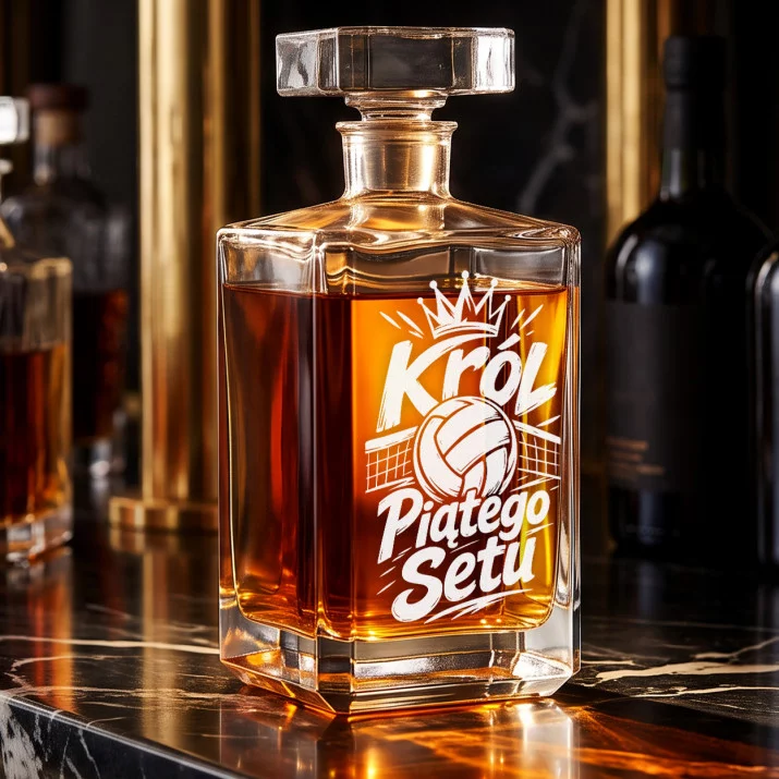 Karafka Do Whisky z Grawerem Dla Siatkarza Prezent: Król Piątego Setu