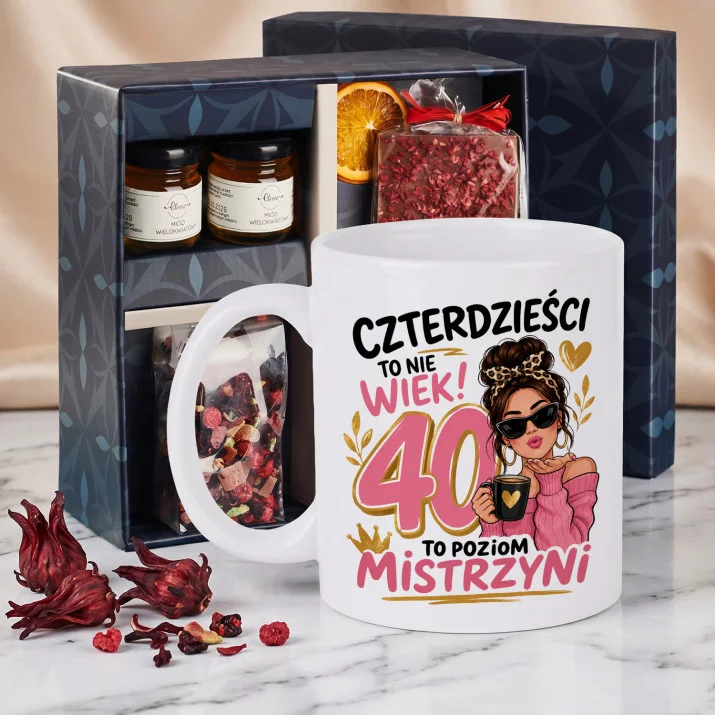 Zestaw Prezenowy Z Kubkiem Na 40 Na 40 Urodziny: 40 To Poziom Mistrzyni Zestaw Prezenowy Z Kubkiem Na 40 Na 40 Urodziny: 40 To Poziom Mistrzyni