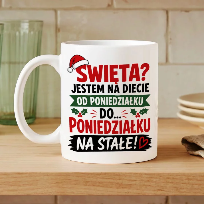 Kubek Z Nadrukiem Na Święta Bożego Narodzenia Prezent Dla Kobiety: Świąteczna Dieta Kubek Z Nadrukiem Na Święta Bożego Narodzenia Prezent Dla Kobiety: Świąteczna Dieta