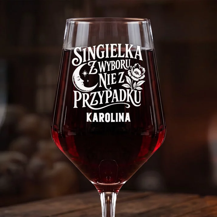 Mega Kieliszek Do Wina z Grawerem Dla Singielki Prezent Dla Kobiety: Singielka Z Wyboru Mega Kieliszek Do Wina z Grawerem Dla Singielki Prezent Dla Kobiety: Singielka Z Wyboru