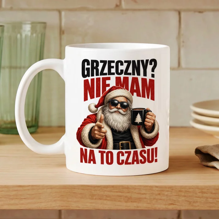 Kubek Z Nadrukiem Na Boże Narodzenie Prezent Dla Mężczyzny: Zajęty Mikołaj Kubek Z Nadrukiem Na Boże Narodzenie Prezent Dla Mężczyzny: Zajęty Mikołaj