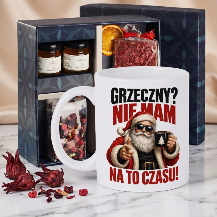 Zestaw Prezenowy Z Kubkiem Na Boże Narodzenie: Zajęty Mikołaj Zestaw Prezenowy Z Kubkiem Na Boże Narodzenie: Zajęty Mikołaj