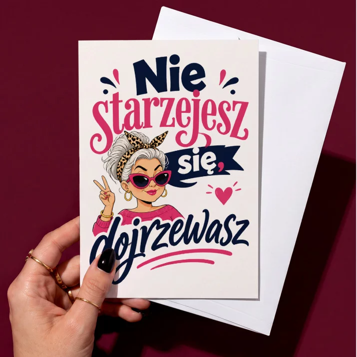 Kartka z Życzeniami Na Urodziny Dla Kobiety: Dowcipna Elegancja Kartka z Życzeniami Na Urodziny Dla Kobiety: Dowcipna Elegancja