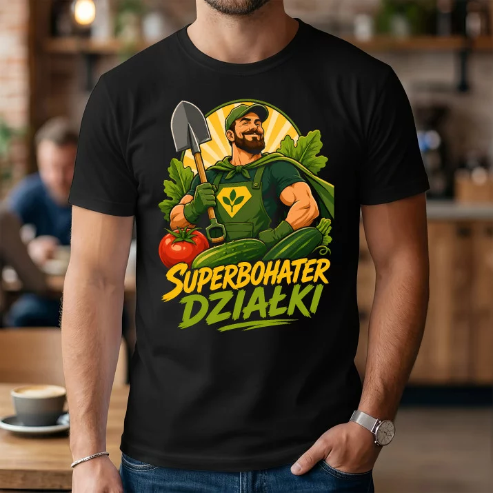 Koszulka Męska Dla Działkowca Prezent Dla Mężczyzny: Superbohater Działki