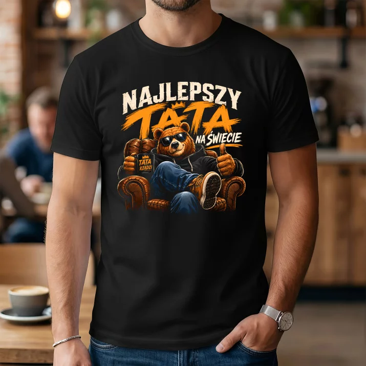 Koszulka Męska Na Dzień Ojca Prezent Dla Taty Mężczyzny: Tata Niedźwiedź