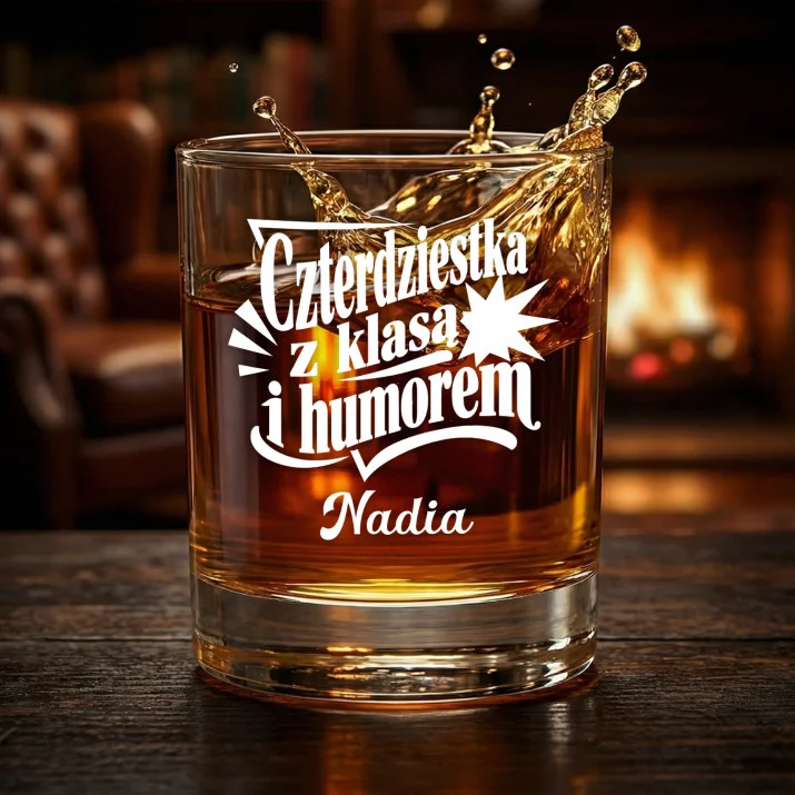 Szklanki Do Whisky z Grawerem Na 40 Prezent Na 40 Urodziny Dla Kobiety: Czterdziestka Z Klasą I Szklanki Do Whisky z Grawerem Na 40 Prezent Na 40 Urodziny Dla Kobiety: Czterdziestka Z Klasą I