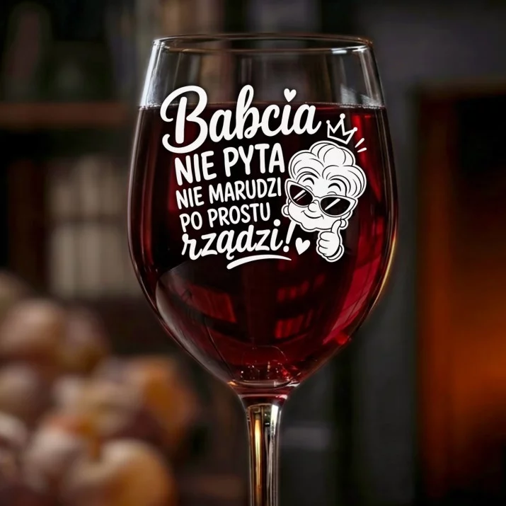 Kieliszek Do Wina Dla Babci Prezent Na Dzień Babci Dla Kobiety: Babcia Rządzi - Grawer Kieliszek Do Wina Dla Babci Prezent Na Dzień Babci Dla Kobiety: Babcia Rządzi - Grawer