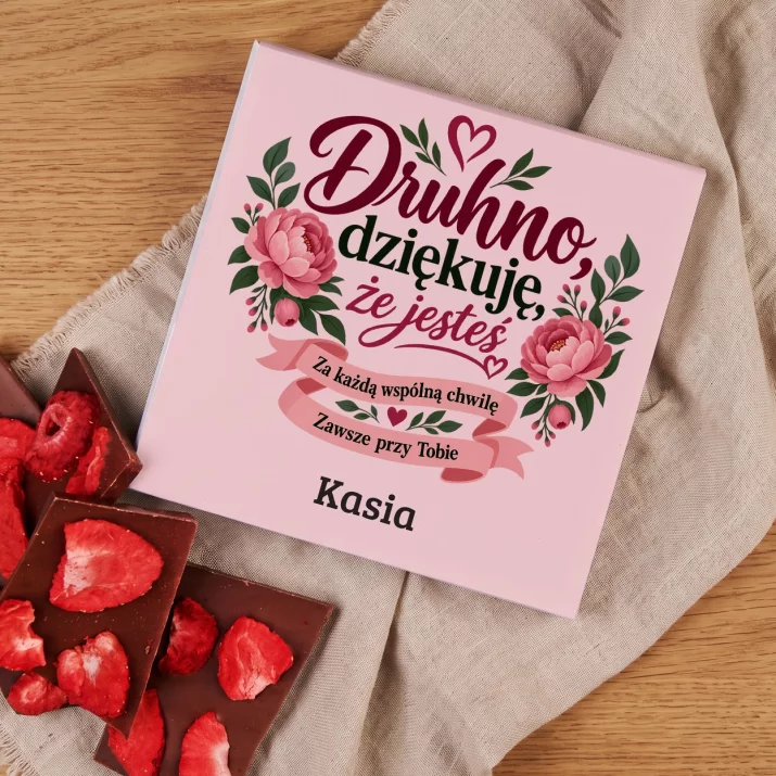 Czekolada z Truskawkami Dla Druhny Prezent Dla Kobiety: Druhno, Dziękuję, Że Czekolada z Truskawkami Dla Druhny Prezent Dla Kobiety: Druhno, Dziękuję, Że