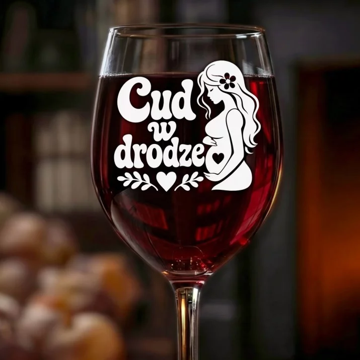Kieliszek Do Wina Dla Ciężarnej Prezent Na Dzień Mamy Dla Kobiety: Cud W Drodze Kieliszek Do Wina Dla Ciężarnej Prezent Na Dzień Mamy Dla Kobiety: Cud W Drodze