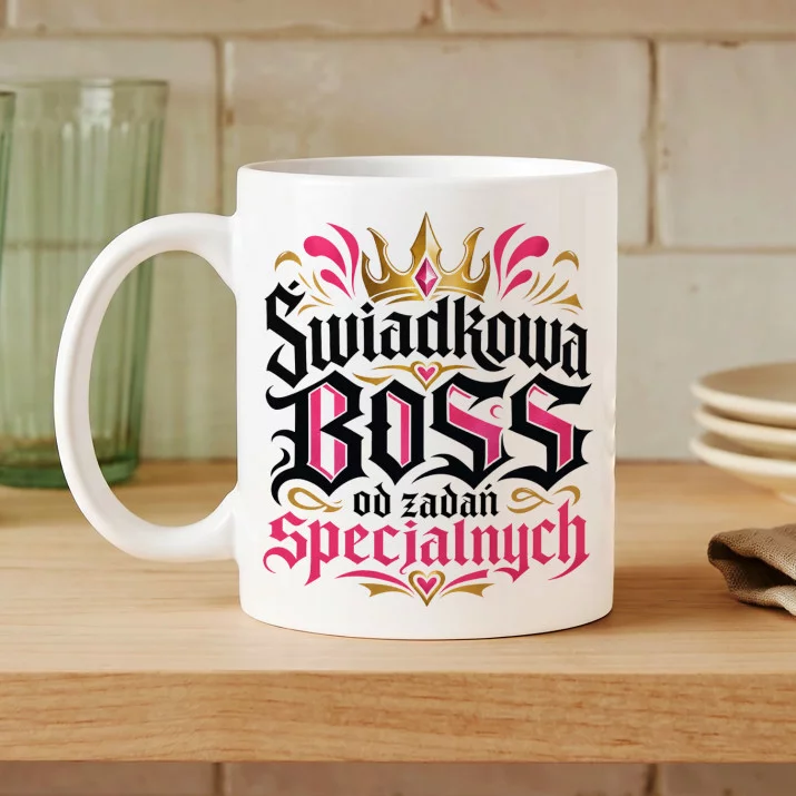 Kubek Z Nadrukiem Dla Świadkowej Prezent Dla Kobiety: Świadkowa Superbohaterka Kubek Z Nadrukiem Dla Świadkowej Prezent Dla Kobiety: Świadkowa Superbohaterka