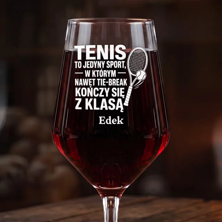 Mega Kieliszek Do Wina z Grawerem Dla Tenisisty Prezent Dla Mężczyzny: Tenis Z Klasą