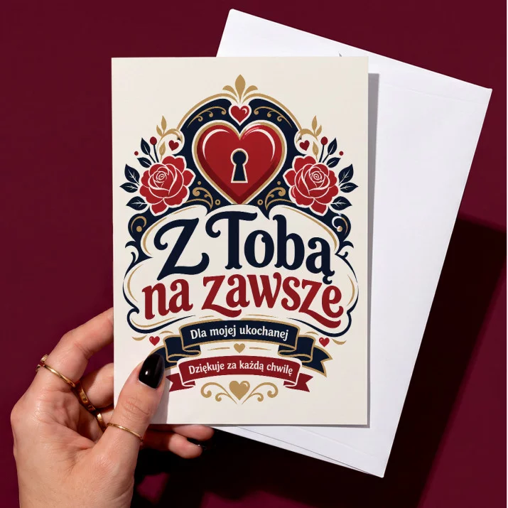 Kartka z Życzeniami Na Rocznicę Na Walentynki Dla Kobiety: Wieczna Elegancja