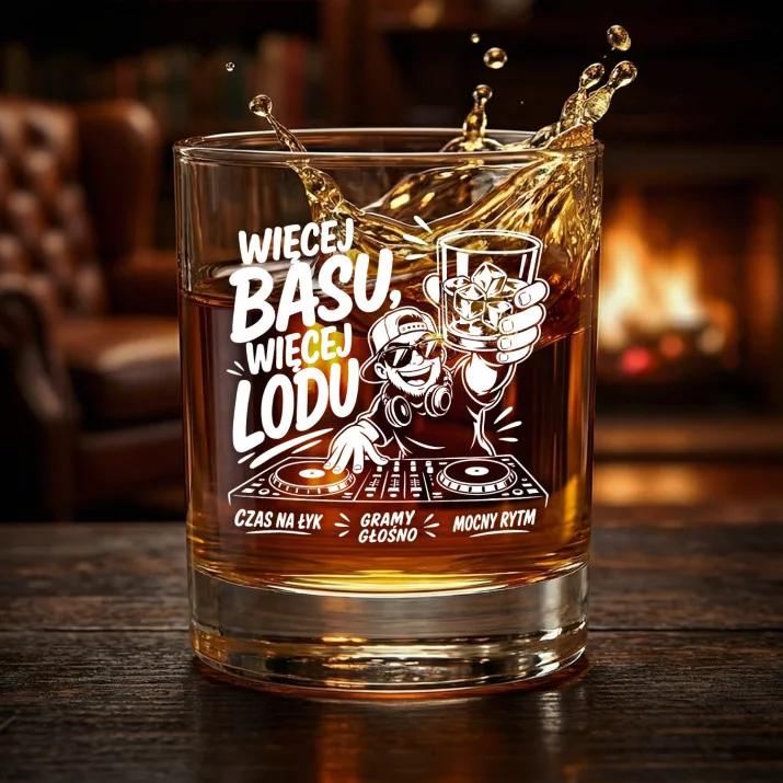 Szklanka Do Whisky Dla Dj Prezent Dla Mężczyzny: Więcej Basu, Więcej Lodu Szklanka Do Whisky Dla Dj Prezent Dla Mężczyzny: Więcej Basu, Więcej Lodu