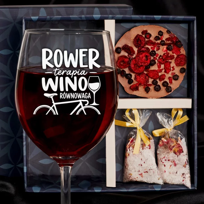 Zestaw Prezenowy Z Kieliszkiem Do Wina Dla Rowerzystki: Rower Wino Równowaga