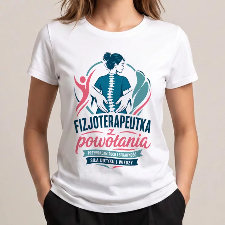 Koszulka Damska Biała Dla Fizjoterapeutki Prezent Dla Kobiety: Duma Fizjoterapeutki