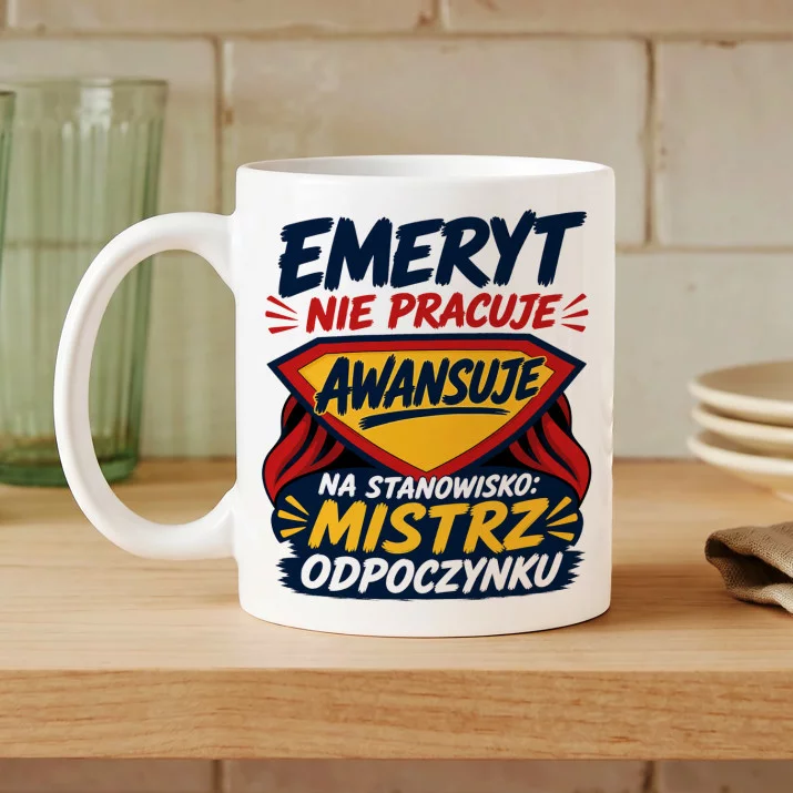 Kubek Z Nadrukiem Na Emeryturę Prezent Dla Emeryta Mężczyzny: Emeryt Mistrz Odpoczynku Kubek Z Nadrukiem Na Emeryturę Prezent Dla Emeryta Mężczyzny: Emeryt Mistrz Odpoczynku