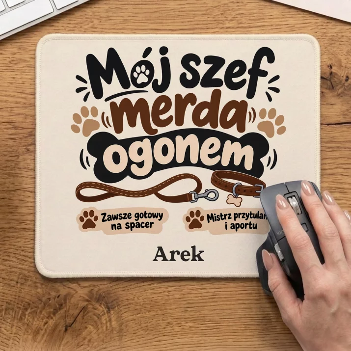 Podkładka Pod Myszkę Dla Psiarza Prezent Dla Mężczyzny: Mój Szef Merda Ogonem Podkładka Pod Myszkę Dla Psiarza Prezent Dla Mężczyzny: Mój Szef Merda Ogonem