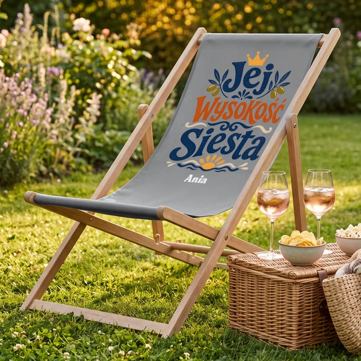 Leżak Z Nadrukiem Dla Niej Prezent Na Walentynki Dla Kobiety: Jej Wysokość Siesta