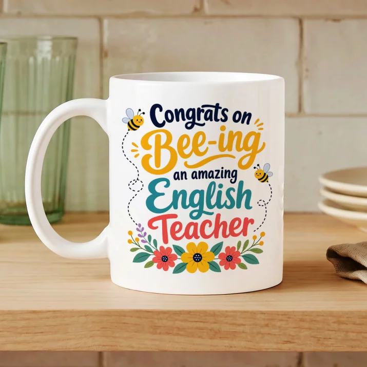 Kubek Z Nadrukiem Dla Nauczyciela Angielskiego Prezent Dla Mężczyzny: Bee-Ing An Amazing Teacher Kubek Z Nadrukiem Dla Nauczyciela Angielskiego Prezent Dla Mężczyzny: Bee-Ing An Amazing Teacher