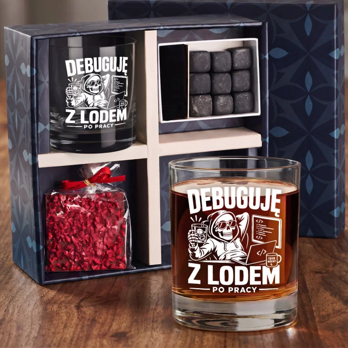 Zestaw Prezentowy Whisky Dla Programisty Dla Mężczyzny: Debuguję Z Lodem