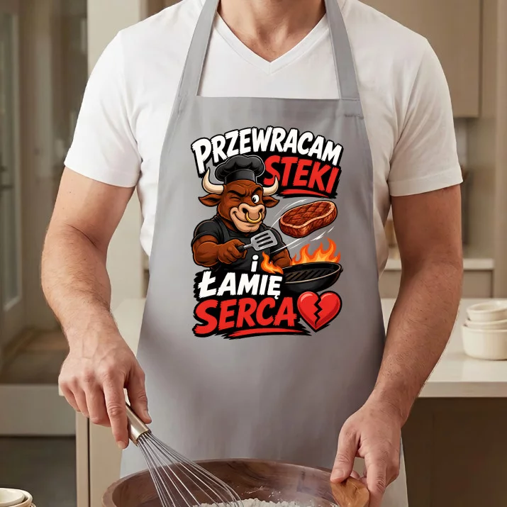 Fartuch Dla Chłopaka Prezent Na Dzień Chłopaka Dla Mężczyzny: Przewracam Steki I Łamię Serca