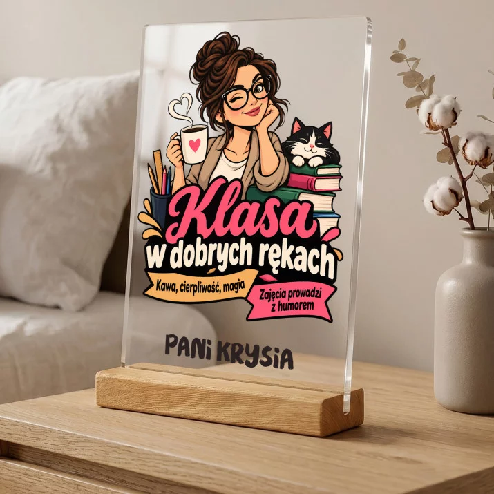 Druk Na Szkle Dla Nauczycielki Prezent Na Dzień Nauczyciela Dla Kobiety: Klasa W Dobrych Rękach Druk Na Szkle Dla Nauczycielki Prezent Na Dzień Nauczyciela Dla Kobiety: Klasa W Dobrych Rękach