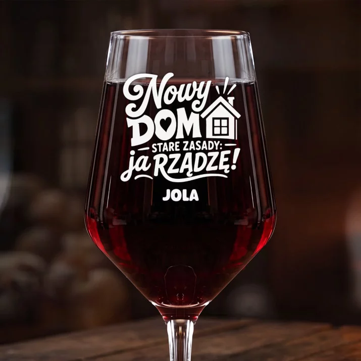 Mega Kieliszek Do Wina z Grawerem Na Nowy Dom Prezent Dla Kobiety: Nowy Dom, Ja Rządzę Mega Kieliszek Do Wina z Grawerem Na Nowy Dom Prezent Dla Kobiety: Nowy Dom, Ja Rządzę