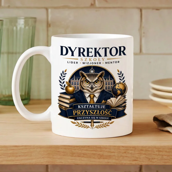 Kubek Z Nadrukiem Dla Dyrektora Szkoły Prezent Dla Mężczyzny: Dyrektor Szkoły Sowa Kubek Z Nadrukiem Dla Dyrektora Szkoły Prezent Dla Mężczyzny: Dyrektor Szkoły Sowa