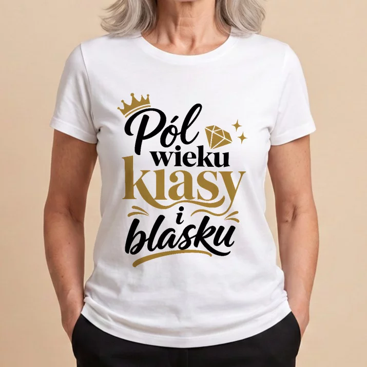 Koszulka Damska Biała Na 50Tke Prezent Dla Kobiety: Elegancki Humor
