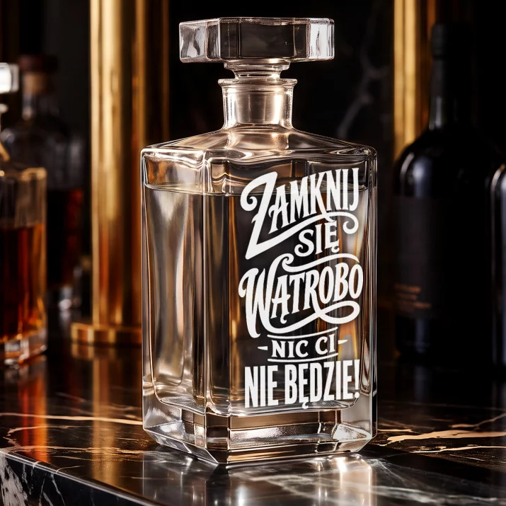 Karafka Do Wódki z Grawerem Dla Mężczyzny Prezent: Zamknij Się Wątrobo